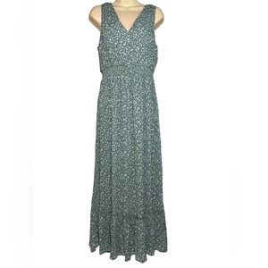 NEW Tuchuzy Smocked Flirty Floral Summer Maxi Dress, Mossy Green, Size Medium